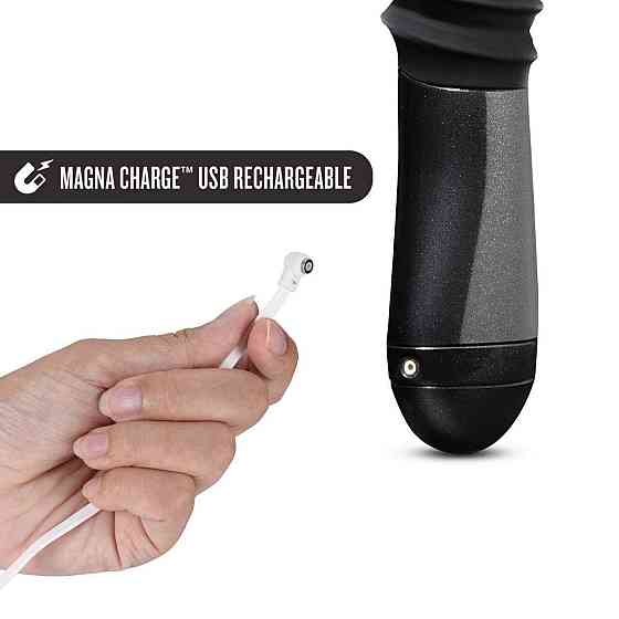 Пульсатор Blush Temptasia – Lazarus Thrusting Dildo – Black, ребристый ствол, 3 скорости Sex Aura Киев