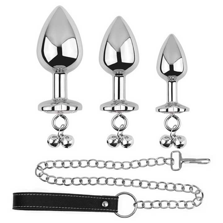 Металева анальна пробка з повідцем Art of Sex Metal Anal Plug - Червоний - 2.7*7 см - Анальні іграшки Вінниця - фото 4