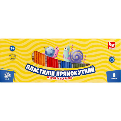 Пластилін Школярик Прямокутний 8 кольорів 184 г (303116002-UA) Вінниця - фото 1