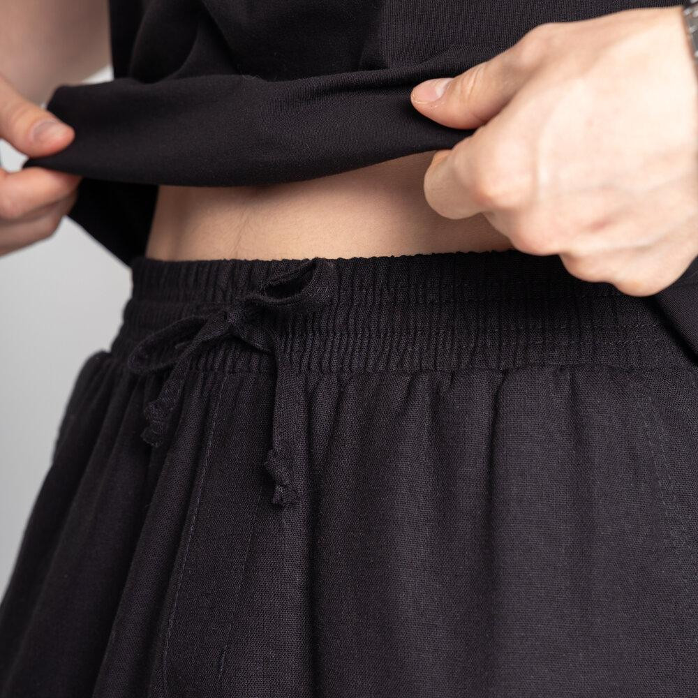 Мужские льняные брюки свободного кроя чорні Pobedov Chill Киев - изображение 7