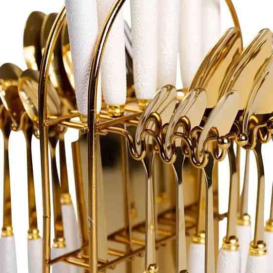 Yiwu Набір столових приборів на підставці 24 предмети столовий набір на 6 персон Білий HP-20-49 Київ