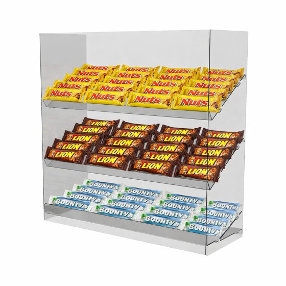 Подставка витрина EKOSTAR под батончики настольная 3 полки 400х150х400 Киев