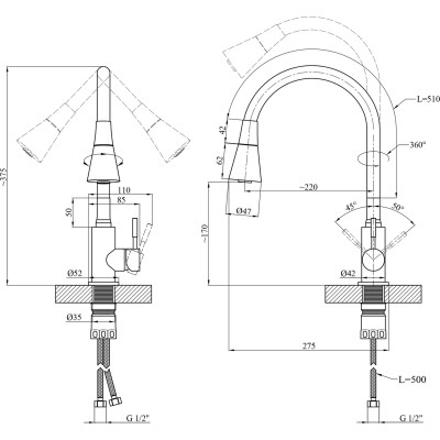Змішувач Kroner Klassisch-ESG031GRA (CV035372) Вінниця - фото 8