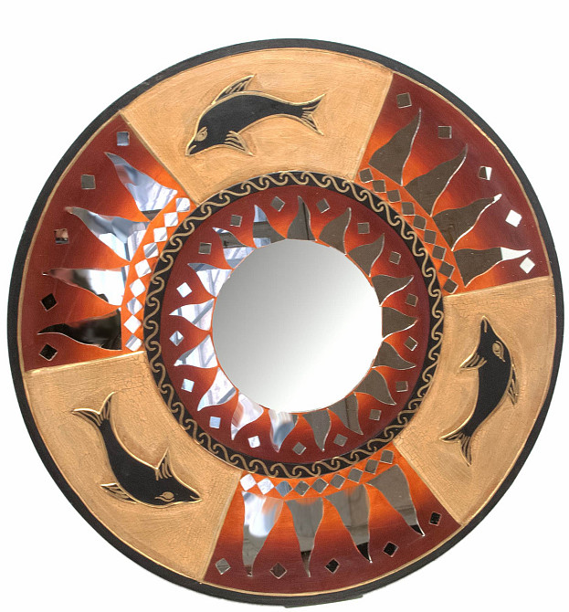 Зеркало на стену деревянное Солнце Киев - изображение 1