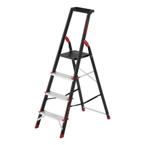 Драбина сталева, 4 сходинки, лоток для інвентарю, висота: 1350 мм, висота: висота до платформи: 850 мм, 150 кг INTERTOOL LT-0054 Київ