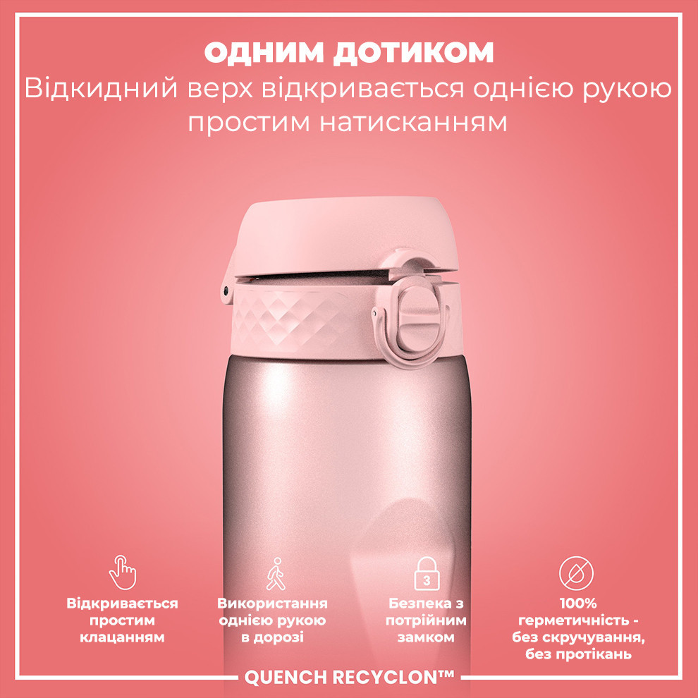 Пляшка для води ION8 1000 мл. BPA Free, Times To Drink, (ЕКО пляшка) BPA Free, Periwinkle &Rose Кам'янське - фото 2