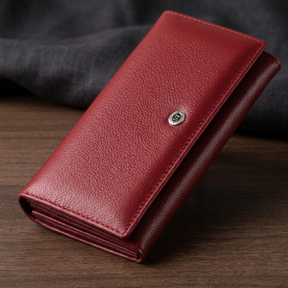 Гаманець на магнітах з клапаном жіночий ST Leather 19244 Бордовий Київ - фото 11
