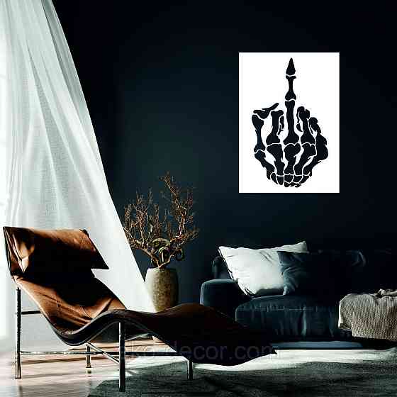 Декоративное настенное Панно «Средний палец» Декор на стену 90*64 см, Белый Киев