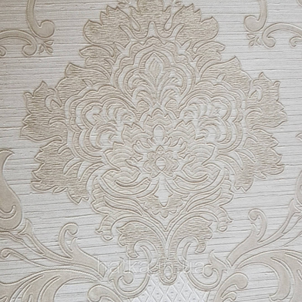 Шпалери вінілові на флізелін Grandeco Montana A45004 метрові вензелі структурні золотом на молочному під Київ - фото 3