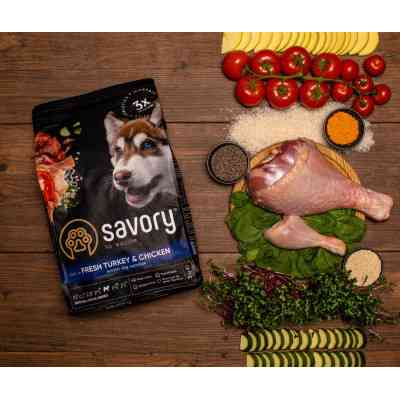 Сухий корм для собак Savory Junior Large rich in Fresh Turkey and Chicken 3 кг (4820232630204) Вінниця