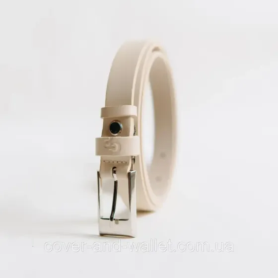 Бежевий тонкий жіночий пояс з натуральної італійської шкіри Grande Pelle 20 мм Grande Pelle Київ