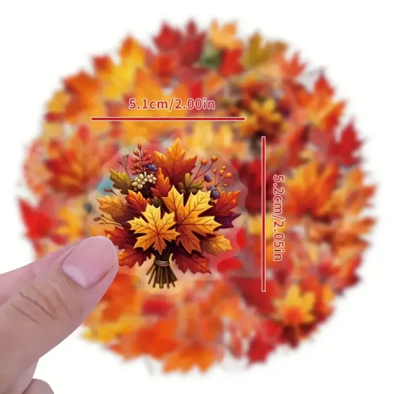 Набор прозрачных стикеров с кленовыми листьями – 60 шт для декора, скрапбукинга и журналов Киев