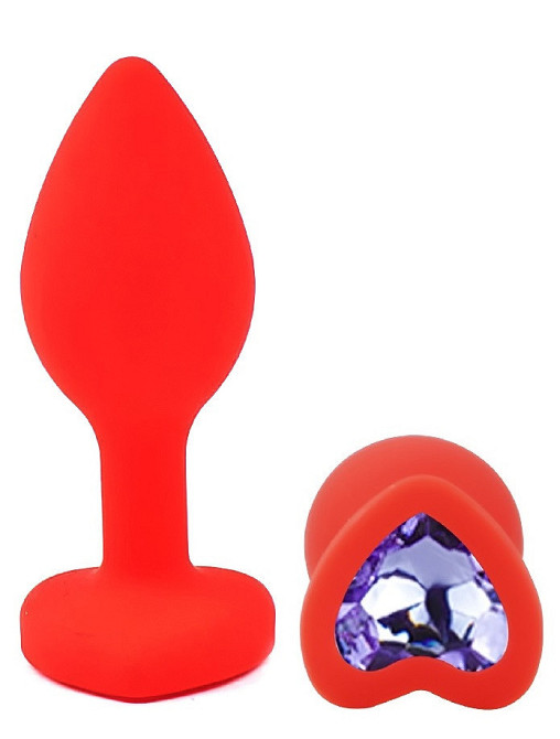 Силіконова анальна пробка EGZO - Silicone Red Heart Plug Amethyst, size S Sex Aura Київ - фото 2