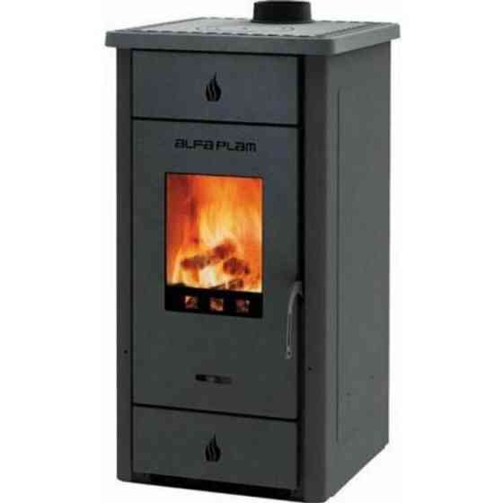 Піч-камін на дровах ALFA-PLAM ELITA 2 темна буржуйка 6 кВт до 40 м2 з варильною поверхнею верхній димохід Сербія Київ