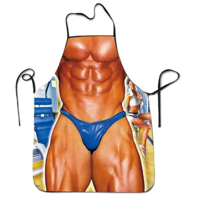 Фартух з приколом чоловічий кухонний з спортивним торсом для гриля барбекю та кухні Київ - фото 2