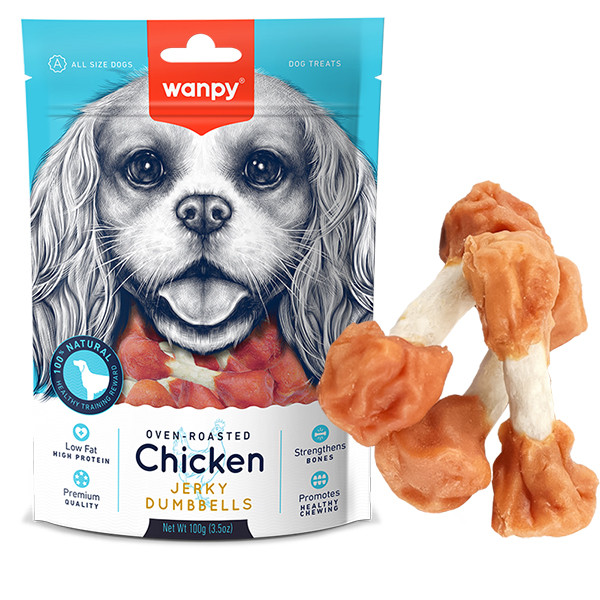 Wanpy Chicken Jerky Dumbbells ВАНПИ КОСТЬ-ГАНТЕЛЬ С ВЯЛЕНОЙ КУРИЦЕЙ лакомство для собак Киев - изображение 1