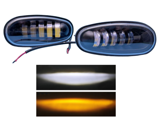 Комплект противотуманных LED фар Daewoo Lanos, Sens 5 линз белый/желтый свет (металлический корпус) HP Харьков