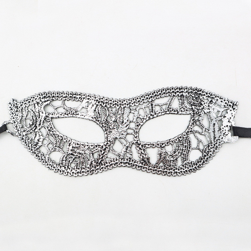 Маска із мережива маскарадна на лице на зав`язках унісекс 23 на 8 см сріблястий Київ - фото 1