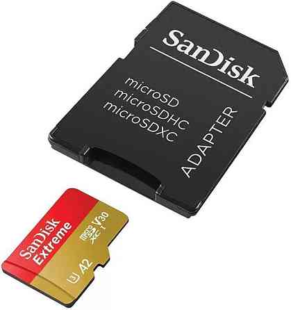 Картка пам'яті MicroSDXC 128 GB C10 UHS-I SanDisk Extreme V30 U3 R190/W90MB/s + SD (SDSQXAA-128G-GN6MA) 128 ГБ Харків
