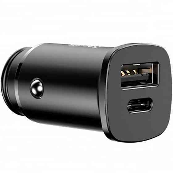 Автомобільний зярядний пристрій Baseus Square Metal 1USB + Type-C QC (5A) (PPS-30W-MAX) (CCALL-AS01) Black Ровно