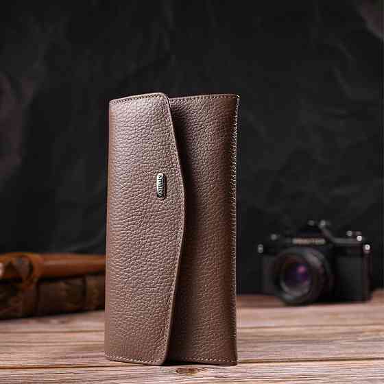 Практичное женское портмоне из натуральной кожи флотар CANPELLINI 21695 Бежевое Киев