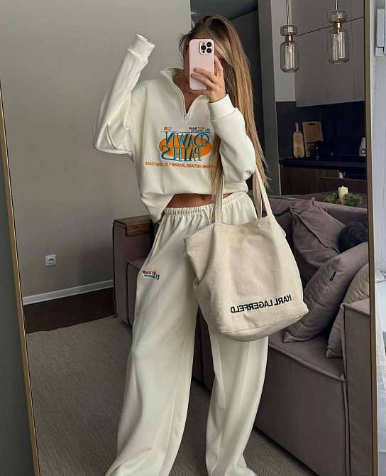 Женский прогулочный костюм тройка турецкая петля-пенье 100% хлопок Молочный Одесса - изображение 4