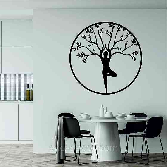 Декоративне настінне 3D Панно «ЙОГА» Декор на стіну з об'ємом 70*70 см, Чорний Київ