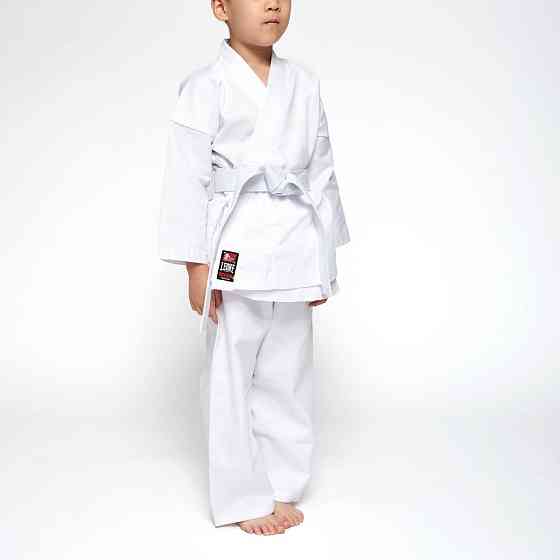 Костюм кімоно для карате біле з білим поясом у комплекті Leone AB400 для дітей та дорослих зріст 180 см Київ