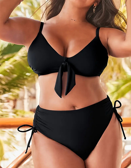 Купальник жіночий батал роздільний класичний чорний 1XL Київ - фото 2