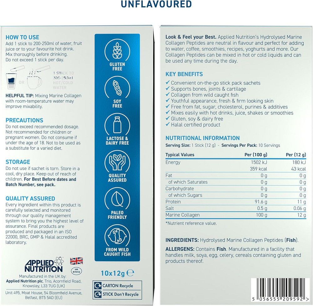 Морський колаген Applied Nutrition Marine Collagen Stick Pack 10 x 12 г, Unflavored Луцьк - фото 2