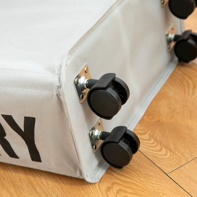 Корзина в ванную комнату со съемным мешком сеткой для хранения и стирки белья,складная на колесах,светло-серый Каменец-Подольский - изображение 2