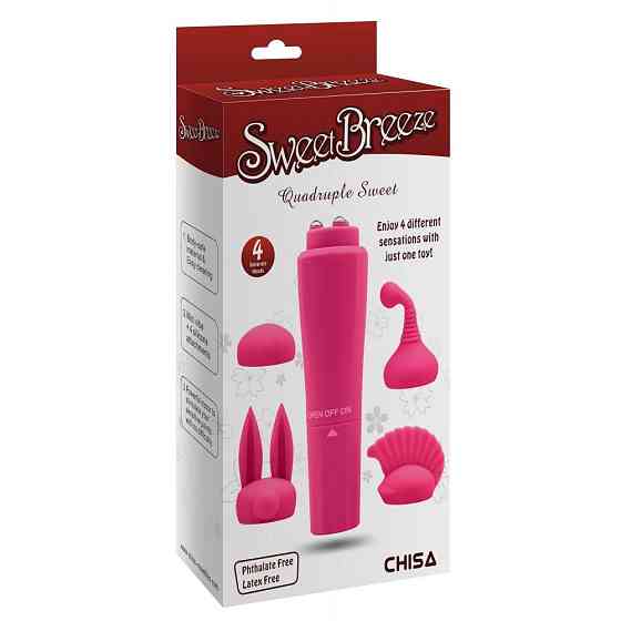 Вибратор для клитора с насадками Chisa Sweet Breeze, розовый, 10 х 2.6 см Sex Aura Киев