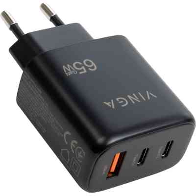 Зарядний пристрій Vinga GaN 65W PD+QC 2C1A ports Wall Charger (VCPCHCCA65B) Вінниця