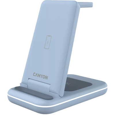 Зарядний пристрій Canyon WS-304 Foldable 3in1 Wireless charger Blue (CNS-WCS304BL) Вінниця - фото 1