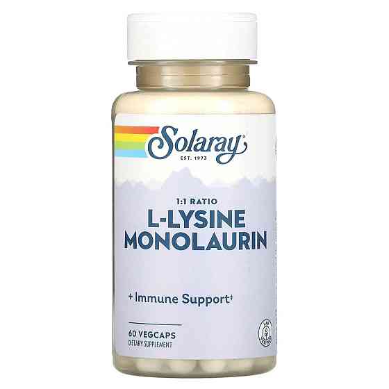 L-лизин монолаурин, L-Lysine Monolaurin, Solaray, 60 вегетарианских капсул Киев