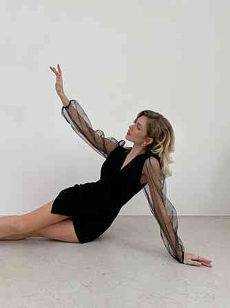 Жіночий стильний елегантний комбінезон креп дайвінг+сітка Чорний, 46/48 Одеса