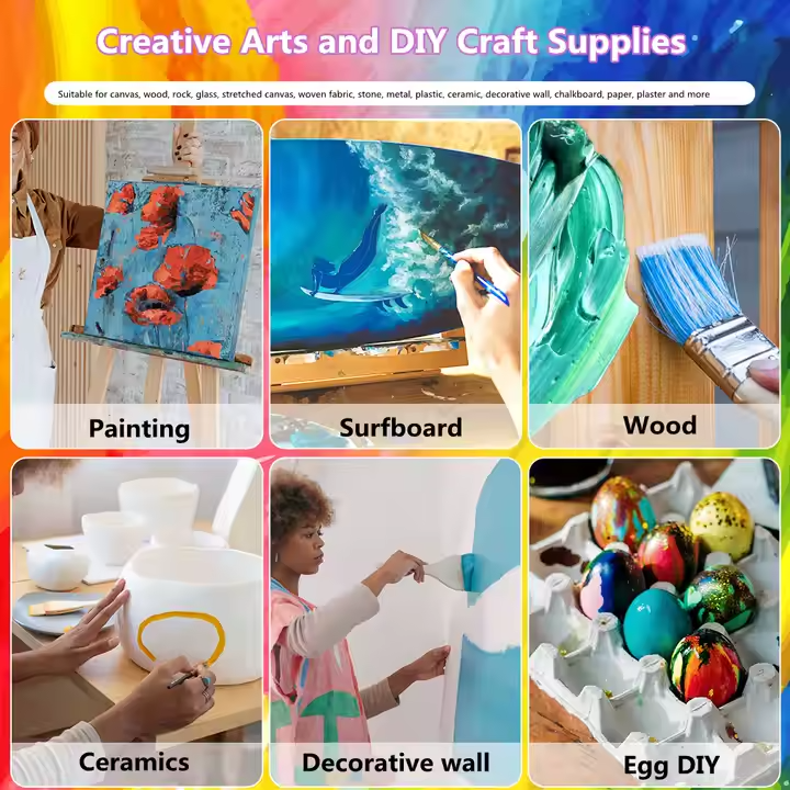 Набір художніх акрилових фарб, 24 кольори, для кераміки, дерева, скла, тканини для живопису та творчості Кам'янець-Подільський - фото 7