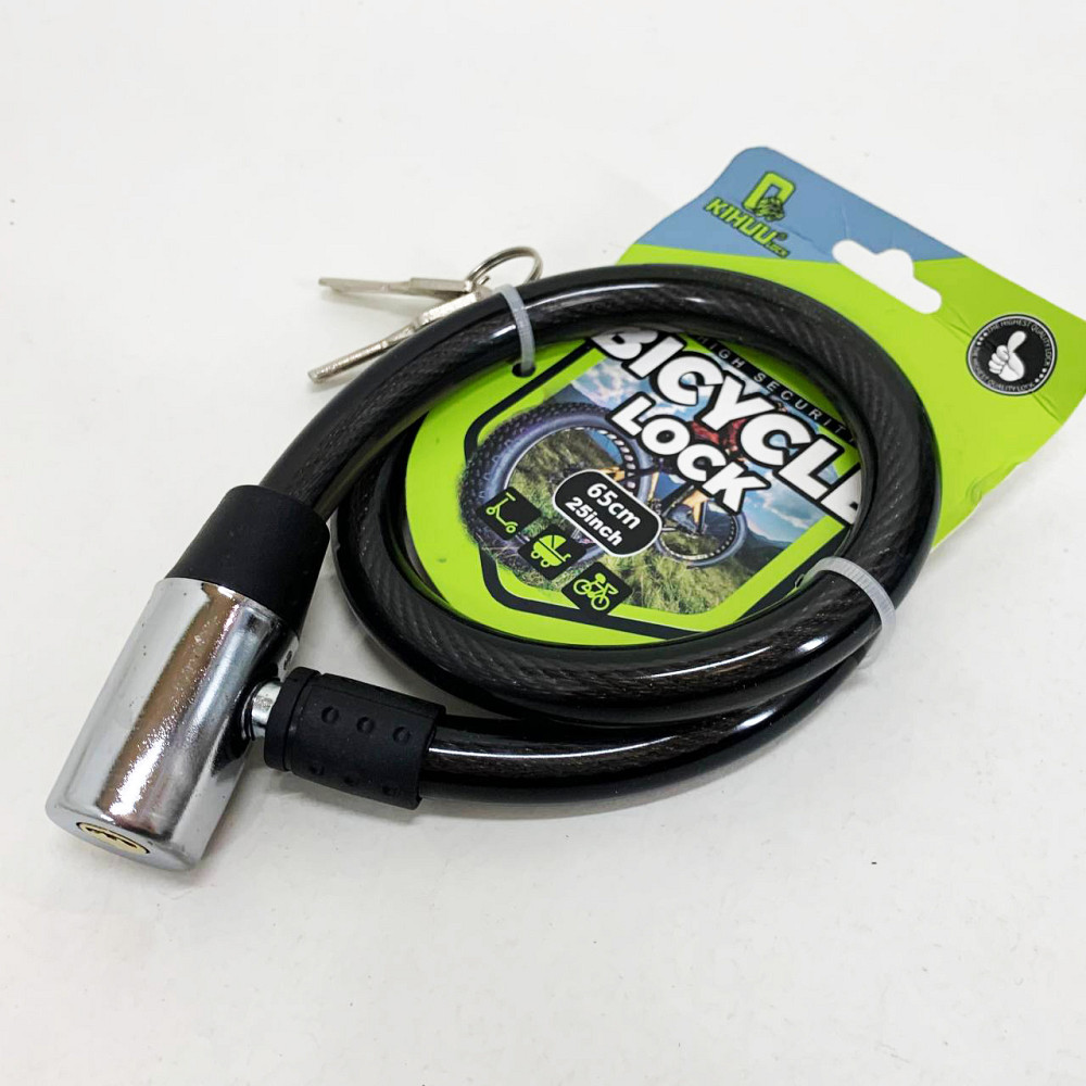 Замок велосипедний KIHUU LOCK 185, 15*65 тросовий, 2 ключі. Колір: чорний VW-89 Львів - фото 3