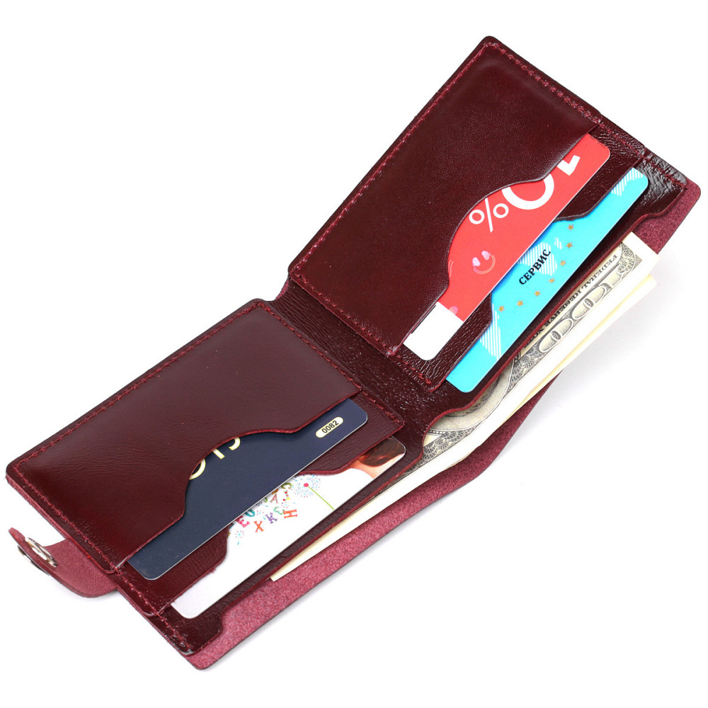 Женское глянцевое кожаное портмоне Shvigel 16463 Вышневый Киев - изображение 7