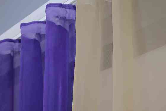 Кухонные шторы VR-Textil № 017к комбинированные с подвязками фиолетовый с темно-бежевым 265х170 см (50-235) Киев