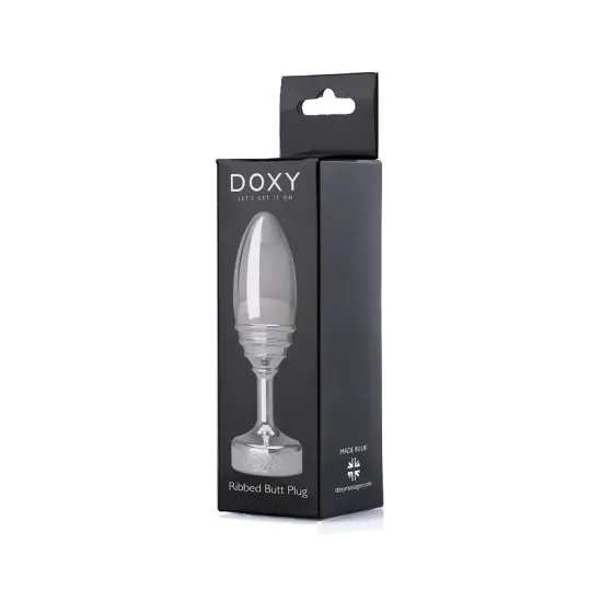 Металева анальна пробка DOXY Butt Plug RIBBED, ребриста, діаметр 3,3 см Львів