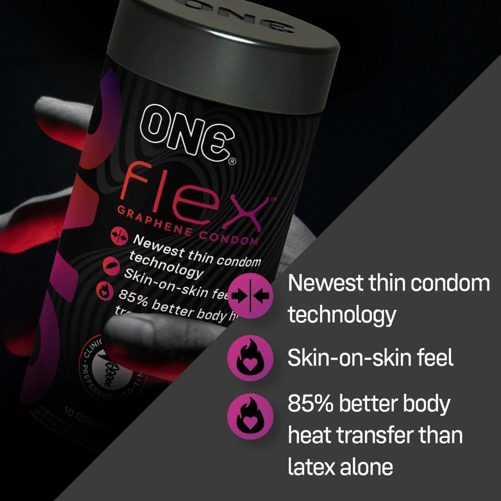 Презервативы ONE Flex Graphene, 10 шт, супертонкие, очень прочные, подарочная упаковка-тубус Sex Aura Киев - изображение 6