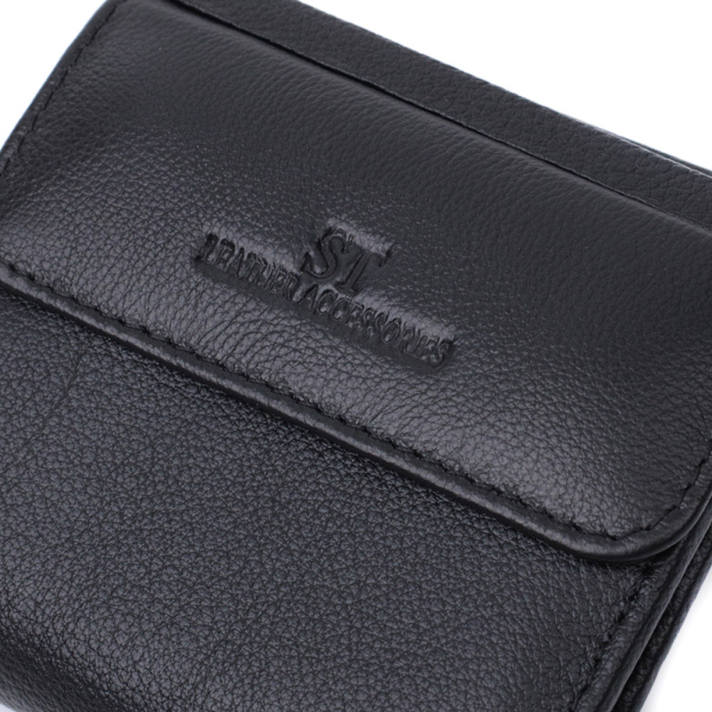Женский кошелек среднего размера из монетницей снаружи из натуральной кожи ST Leather 22719 Черный Киев - изображение 5