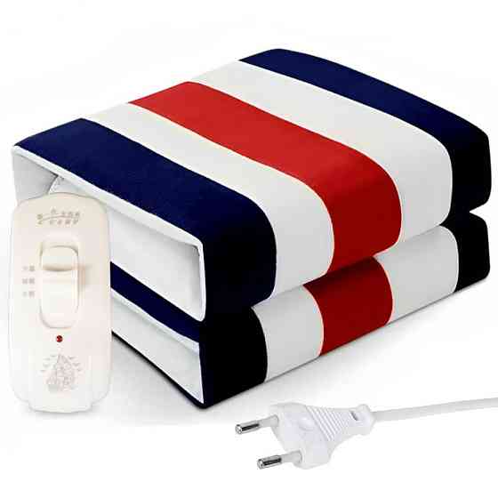 Электропростынь односпальная 140Вт, 150х170см, YASAM, Разноцветная полоска / Мягкая электропростыня с подогревом Киев