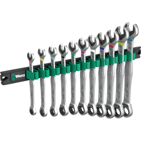 Набір ключів комбінованих Wera з тріскачкою 8-19мм 11шт, на магнітному тримачі, 9630 Magnetic rail 6000 Joker 1 05020014001 Одеса