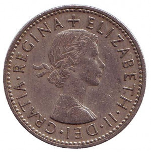 Монета 1 шиллинг. 1953-67 год, Великобритания. (Герб Англии). (В) Полтава - изображение 1