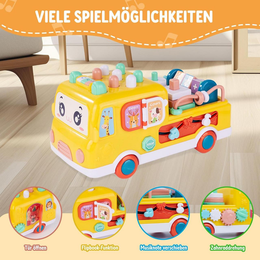 Автобус музыкальный для детей, Игрушка для младенцев, машинка с молоточком, подсветкой и песнями, для развития Киев - изображение 3