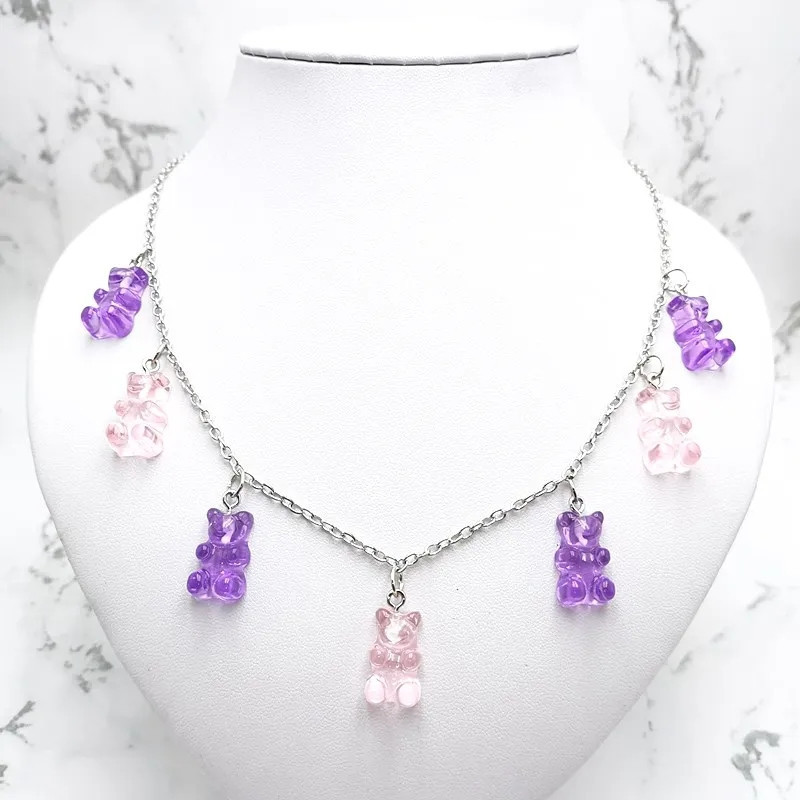 Детское колье желейные мишки 48 см фиолетово-розовый Киев - изображение 1