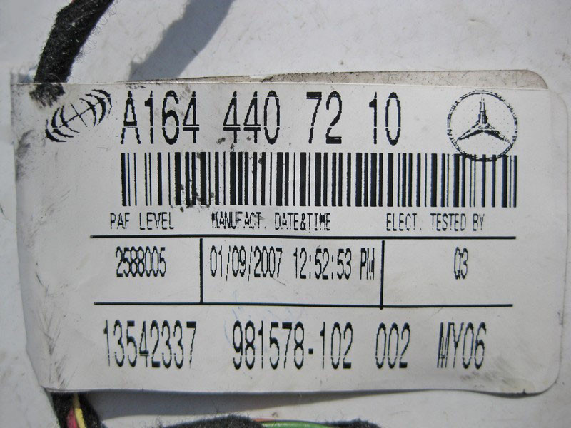 Mercedes-Benz  A1644407210 Електропроводка задніх дверей ML W164 GL X164 Одесса - изображение 3