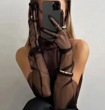 Рукавички вечірні жіночі чорні Київ - фото 1